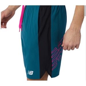 New Balance Men 2XL Teal Black Athletic Running Shorts NB Logo